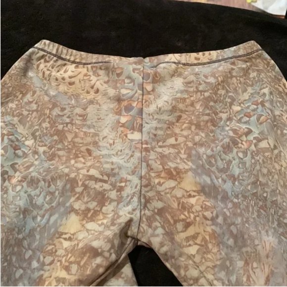 McQ Alexander McQueen Light Blue Feather Psychedelic Printed Stretch Leggings M - Picture 2 of 8